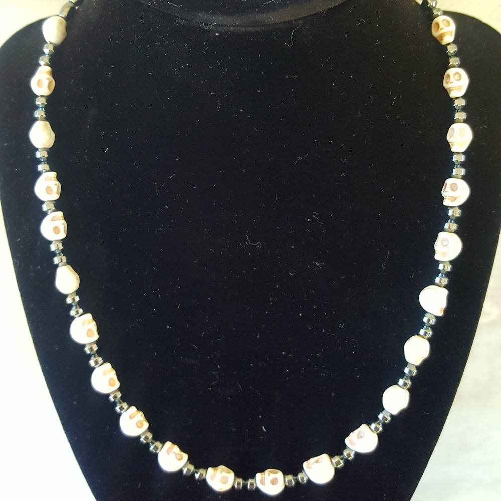 Skull Necklace with metal beads